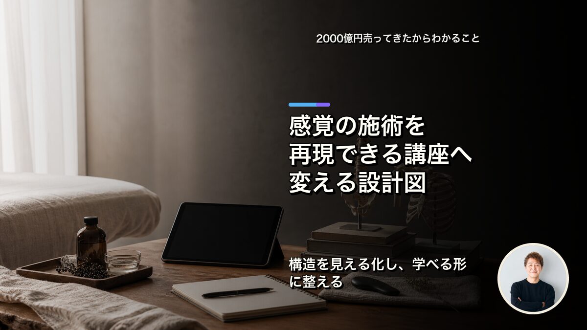 感覚の施術を再現できる講座へ変える設計図