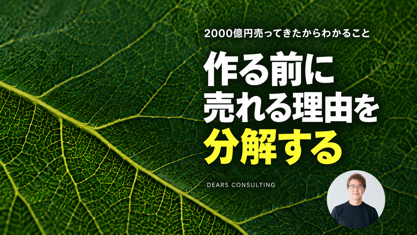 作る前に、売れる理由を分解する。葉脈の写真を背景にした記事サムネイル